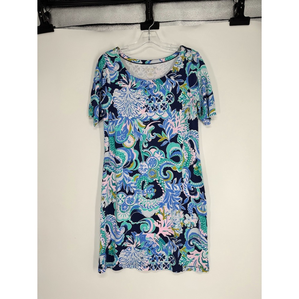 Lilly Pulitzer Sophie Mini Shift Ruffle Dress Medium Floral Print Short Sleeve